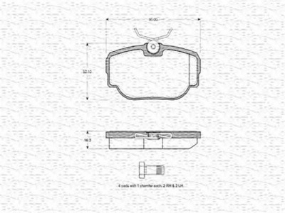 MAGNETI MARELLI 363702160590 -  Комплект тормозных колодок, дисковый тормоз